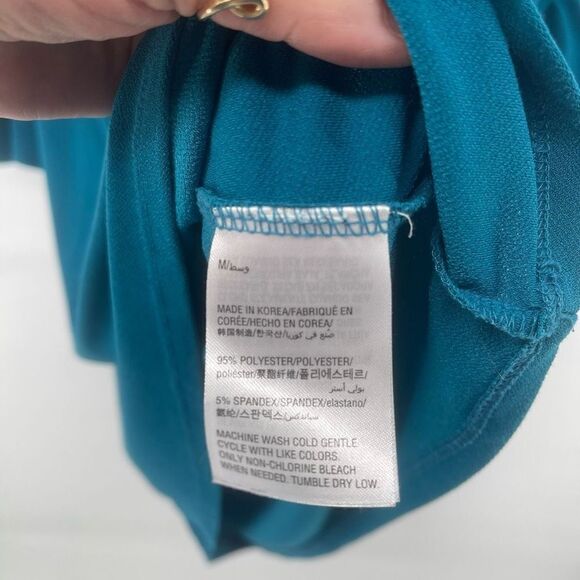 INC International Concepts Women's Ruffled Sleeve Top Shirt Stretch Blue Medium - Picture 10 of 10